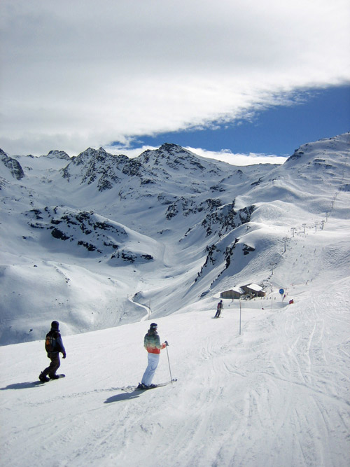 Skiing in the Three Valleys, France, on a trip in 2008.