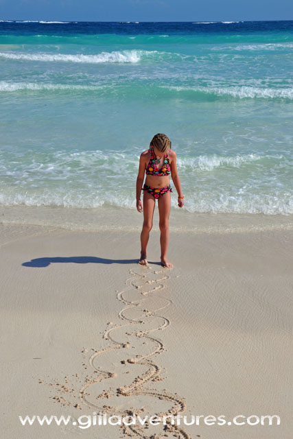 Child on beach in Mexico