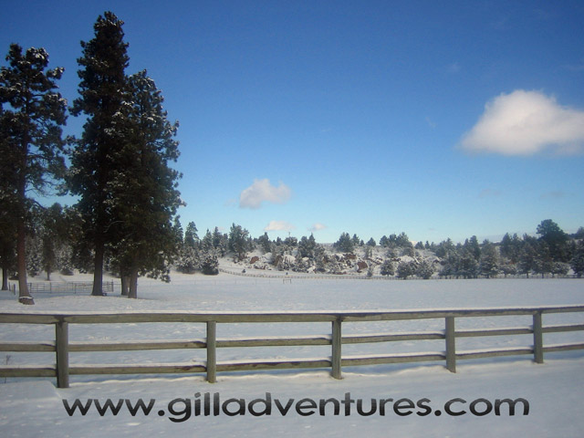 Looking north in winter at Rock Springs Guest Ranch