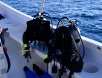 scuba equipment on boat